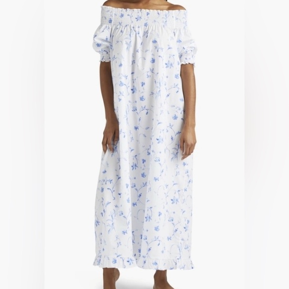 Hill House Caroline blue Botanical Nap Dress midi maxi nightgown floral size XS - Picture 1 of 8